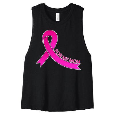 Wear Pink For My Mom Breast Cancer Awareness Women's Racerback Cropped Tank