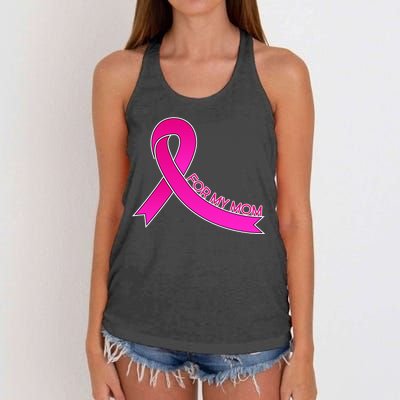 Wear Pink For My Mom Breast Cancer Awareness Women's Knotted Racerback Tank