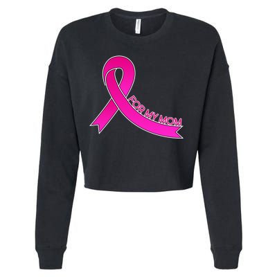 Wear Pink For My Mom Breast Cancer Awareness Cropped Pullover Crew