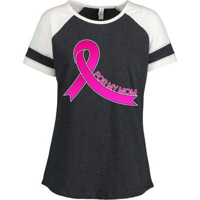 Wear Pink For My Mom Breast Cancer Awareness Enza Ladies Jersey Colorblock Tee