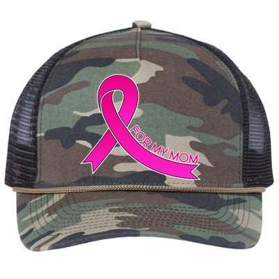 Wear Pink For My Mom Breast Cancer Awareness Retro Rope Trucker Hat Cap