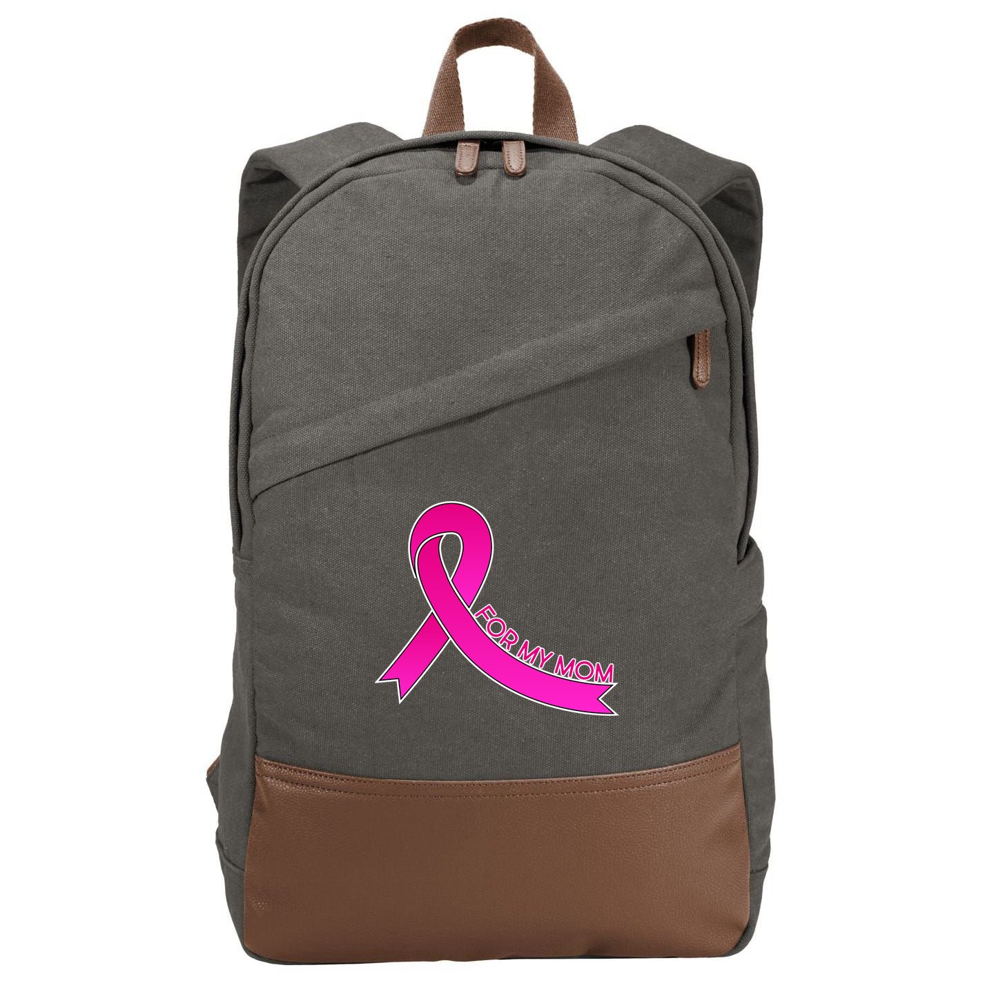 Wear Pink For My Mom Breast Cancer Awareness Cotton Canvas Backpack