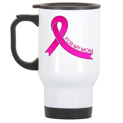 Wear Pink For My Mom Breast Cancer Awareness Stainless Steel Travel Mug