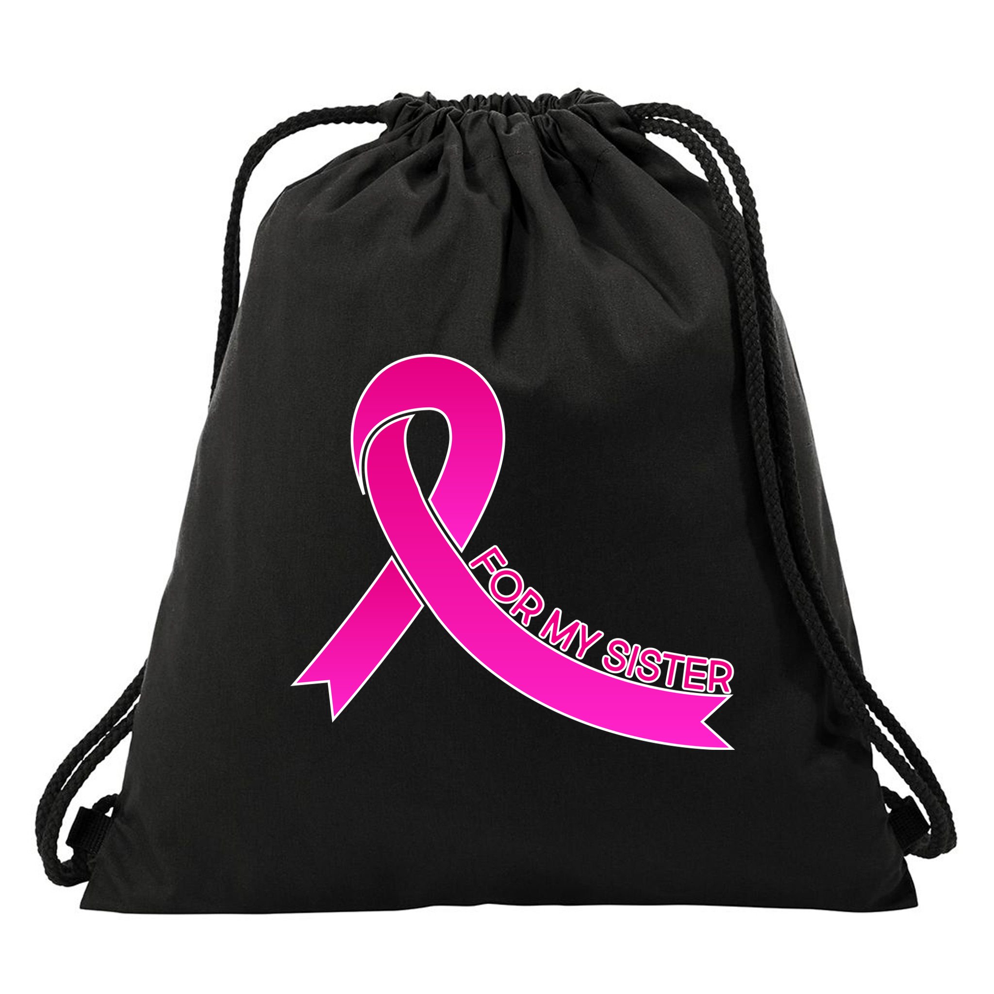 Wear Pink For My Sister Breast Cancer Awareness Drawstring Bag