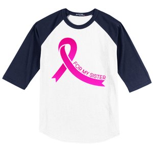 Wear Pink For My Sister Breast Cancer Awareness Baseball Sleeve Shirt