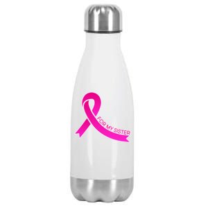 Wear Pink For My Sister Breast Cancer Awareness Stainless Steel Insulated Water Bottle