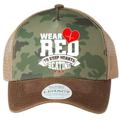 Wear Red To Keep Hearts Beating Heart Health Awareness Legacy Tie Dye Trucker Hat