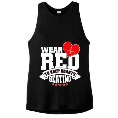 Wear Red To Keep Hearts Beating Heart Health Awareness Ladies PosiCharge Tri-Blend Wicking Tank