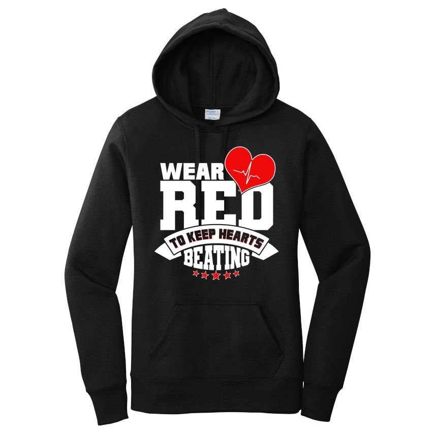 Wear Red To Keep Hearts Beating Heart Health Awareness Women's Pullover Hoodie