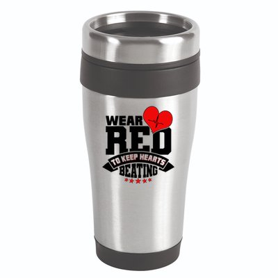 Wear Red To Keep Hearts Beating Heart Health Awareness 16oz Travel Tumbler