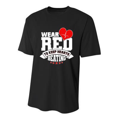 Wear Red To Keep Hearts Beating Heart Health Awareness Youth Performance Sprint T-Shirt