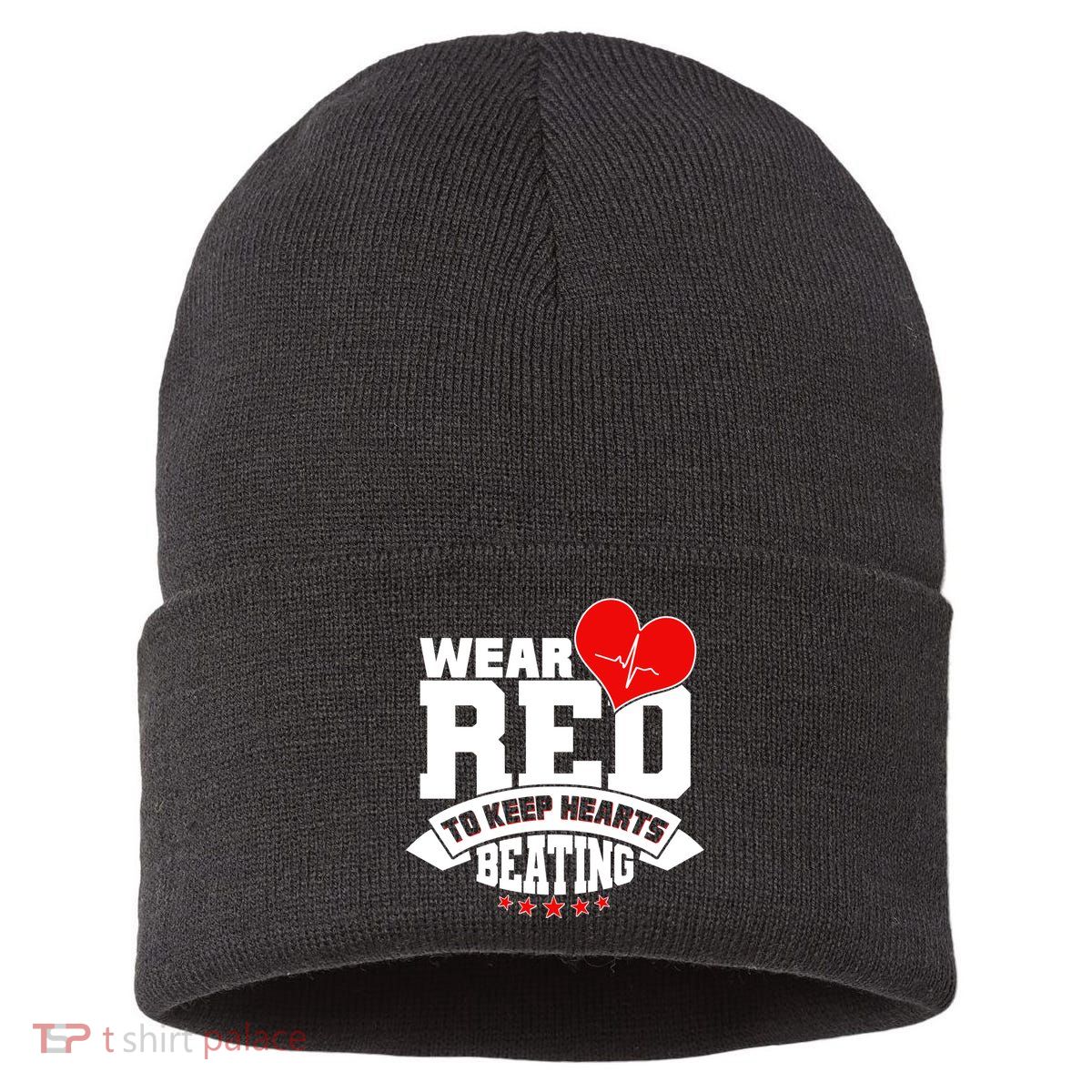 Wear Red To Keep Hearts Beating Heart Health Awareness Sustainable Knit Beanie