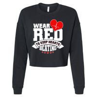Wear Red To Keep Hearts Beating Heart Health Awareness Cropped Pullover Crew