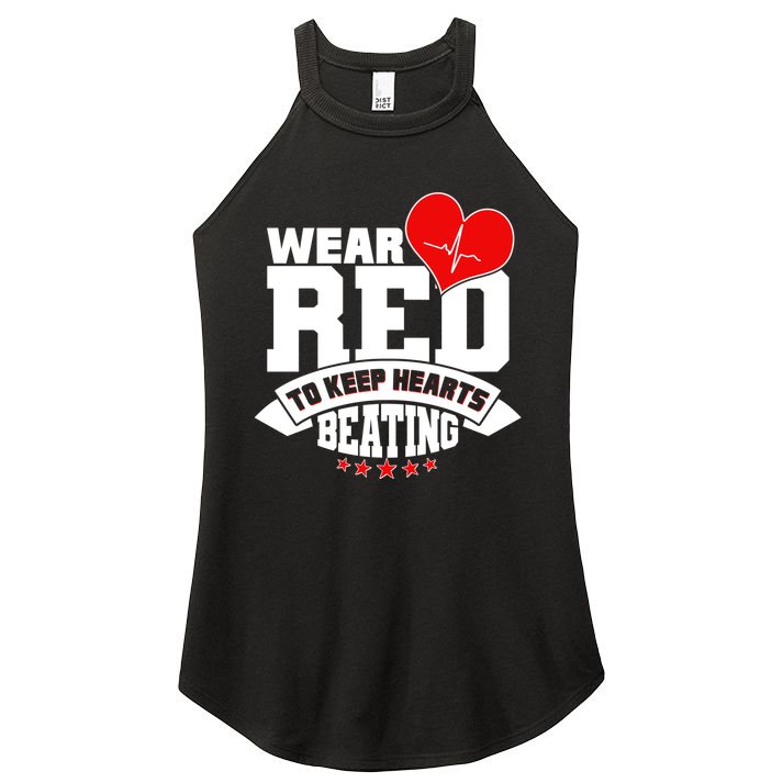 Wear Red To Keep Hearts Beating Heart Health Awareness Women's Perfect Tri Rocker Tank