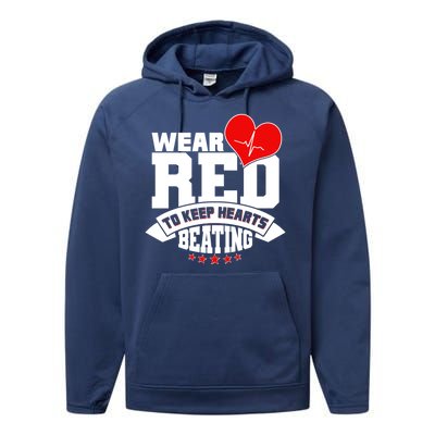 Wear Red To Keep Hearts Beating Heart Health Awareness Performance Fleece Hoodie