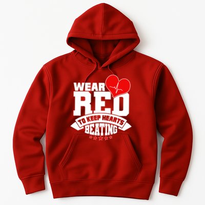 Wear Red To Keep Hearts Beating Heart Health Awareness Hoodie