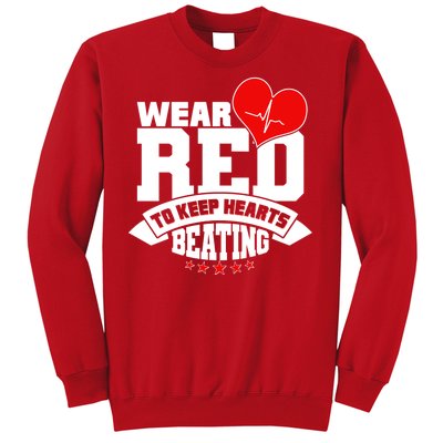 Wear Red To Keep Hearts Beating Heart Health Awareness Sweatshirt