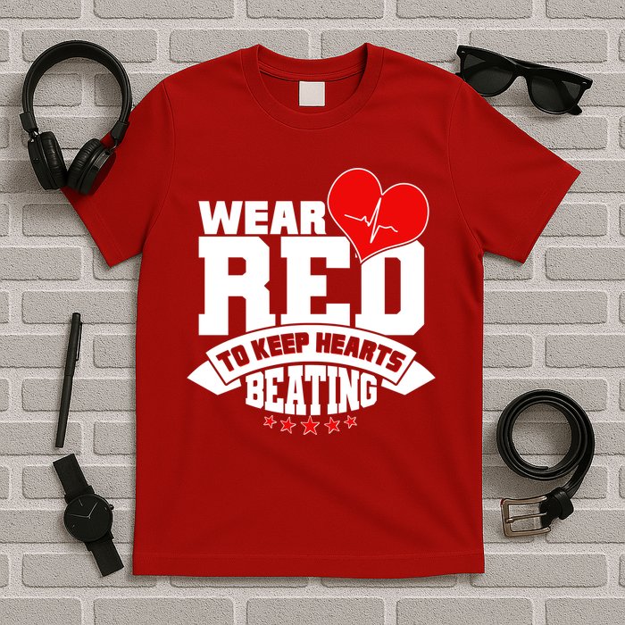 Wear Red To Keep Hearts Beating Heart Health Awareness T-Shirt