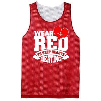 Wear Red To Keep Hearts Beating Heart Health Awareness Mesh Reversible Basketball Jersey Tank