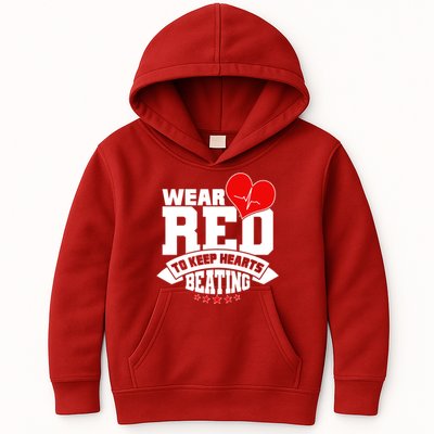 Wear Red To Keep Hearts Beating Heart Health Awareness Kids Hoodie
