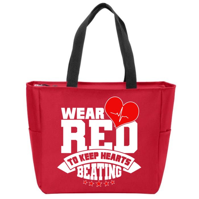 Wear Red To Keep Hearts Beating Heart Health Awareness Zip Tote Bag