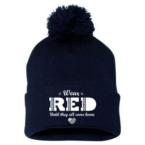 Wear Red Until They All Come Home Pom Pom 12in Knit Beanie