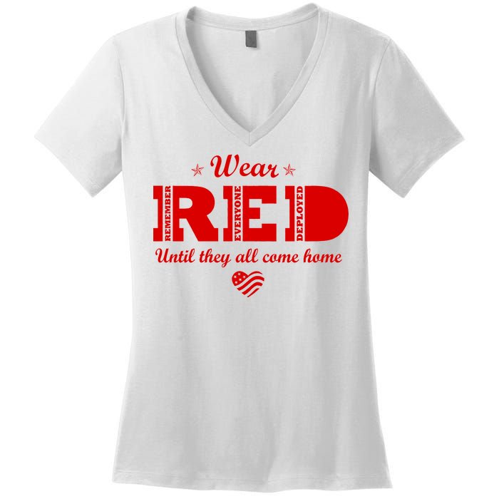 Wear Red Until They All Come Home Women's V-Neck T-Shirt