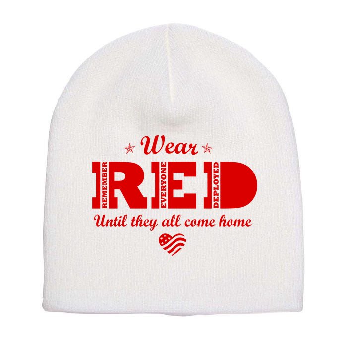 Wear Red Until They All Come Home Short Acrylic Beanie