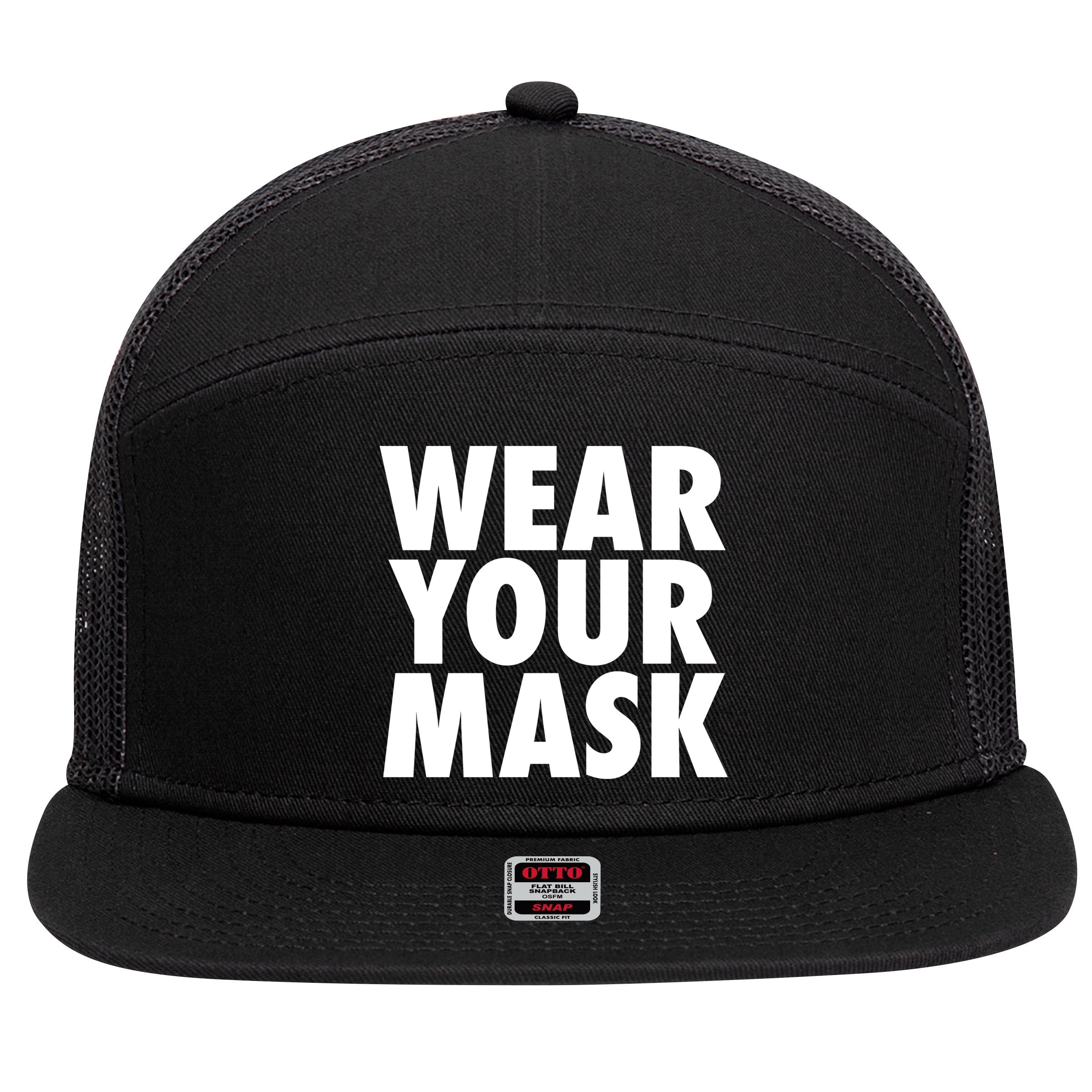 Wear Your Mask 7 Panel Mesh Trucker Snapback Hat