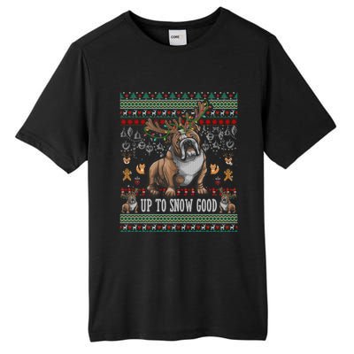 White English Bulldog Dog Reindeer Up To Snow Good Christmas Great Gift Tall Fusion ChromaSoft Performance T-Shirt