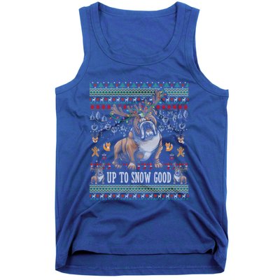 White English Bulldog Dog Reindeer Up To Snow Good Christmas Great Gift Tank Top