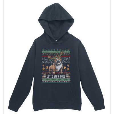 White English Bulldog Dog Reindeer Up To Snow Good Christmas Great Gift Urban Pullover Hoodie