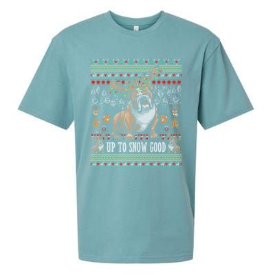 White English Bulldog Dog Reindeer Up To Snow Good Christmas Great Gift Sueded Cloud Jersey T-Shirt