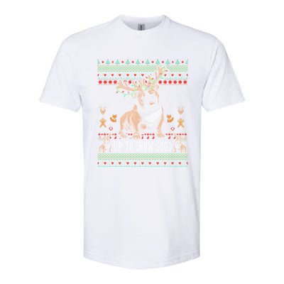 White English Bulldog Dog Reindeer Up To Snow Good Christmas Great Gift Softstyle CVC T-Shirt