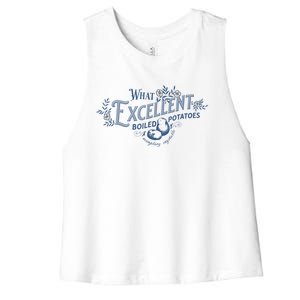 What Excellent Boiled Potatoes Meme Funny Book Lovers Women's Racerback Cropped Tank