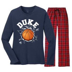 Wall Exploding Basketball Madness College Basketball Fan Women's Long Sleeve Flannel Pajama Set 