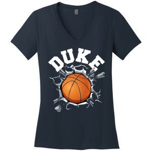 Wall Exploding Basketball Madness College Basketball Fan Women's V-Neck T-Shirt