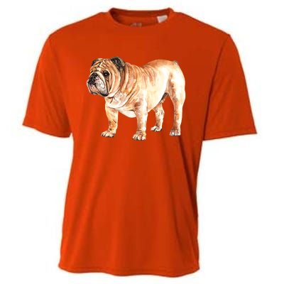 Watercolor English British Bulldog Gift Cooling Performance Crew T-Shirt