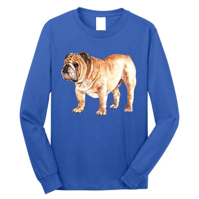 Watercolor English British Bulldog Gift Long Sleeve Shirt