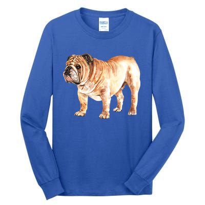 Watercolor English British Bulldog Gift Tall Long Sleeve T-Shirt