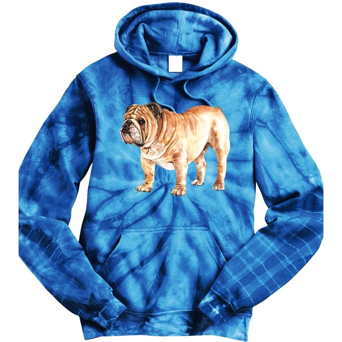 Watercolor English British Bulldog Gift Tie Dye Hoodie