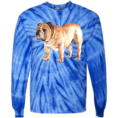 Watercolor English British Bulldog Gift Tie-Dye Long Sleeve Shirt