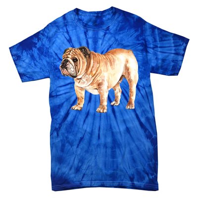 Watercolor English British Bulldog Gift Tie-Dye T-Shirt