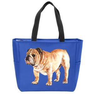 Watercolor English British Bulldog Gift Zip Tote Bag