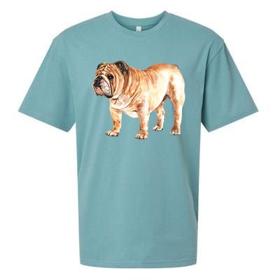 Watercolor English British Bulldog Gift Sueded Cloud Jersey T-Shirt