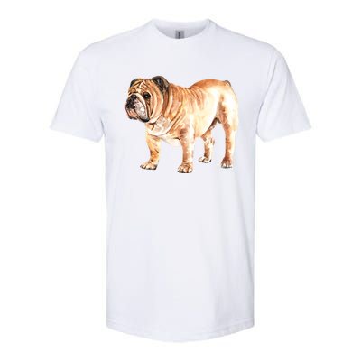 Watercolor English British Bulldog Gift Softstyle CVC T-Shirt