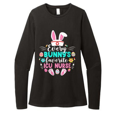 Wo Every Bunny's Favorite ICU Nurse Shirt Funny Happy Easter Day Womens CVC Long Sleeve Shirt