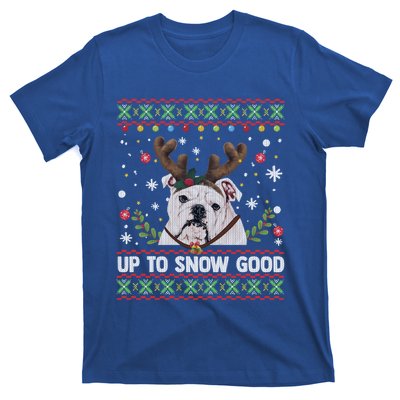 White English Bulldog Dog Reindeer Ugly Christmas Sweater Gift T-Shirt