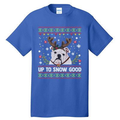 White English Bulldog Dog Reindeer Ugly Christmas Sweater Gift Tall T-Shirt