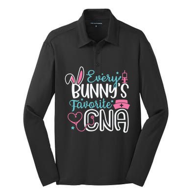 Wo Every Bunnys Favorite Cna Happy Easter Nurse Gift Silk Touch Performance Long Sleeve Polo